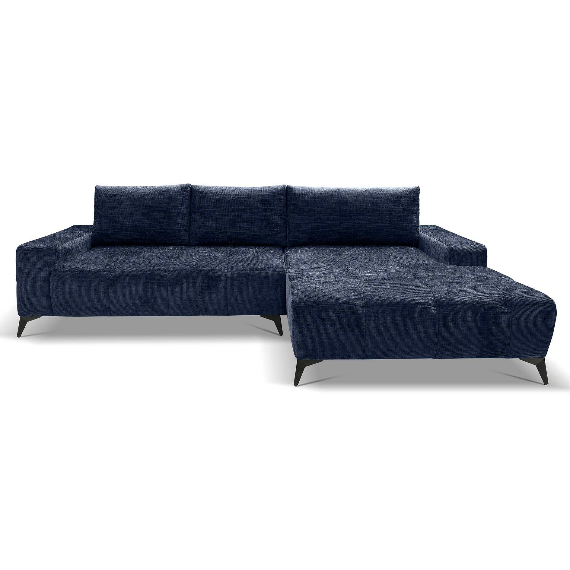 Ecksofa - deepblue - Liegefunktion - Staukasten - Longchair rechts