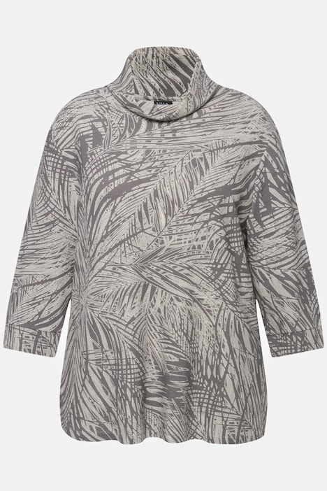 Sweatshirt, Federmuster, Boxy Fit, Stehkragen, 3/4-Arm