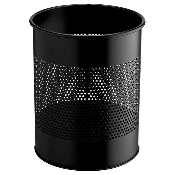 Corbeilles de bureau rondes métal 15L Noir