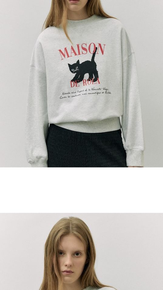 rolarola - Sweatshirt met kattenprint (Mélange Gray)