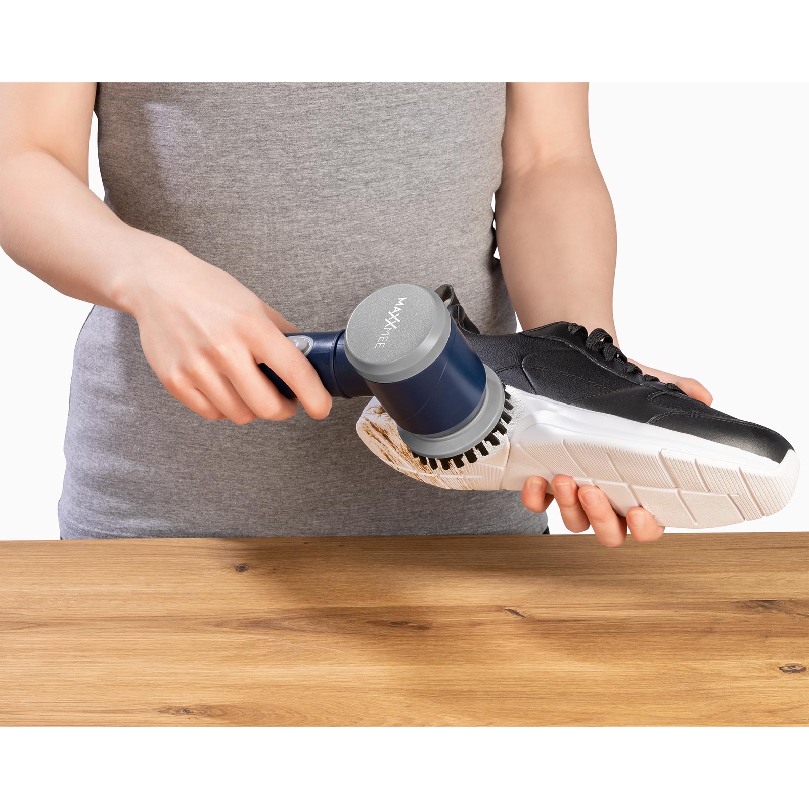 MAXXMEE elektrische Schuhbürste - Sneaker Cleaner - blau - 3 Aufsätze