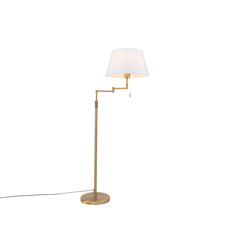Vloerlamp brons met witte kap en verstelbare arm - Ladas Deluxe