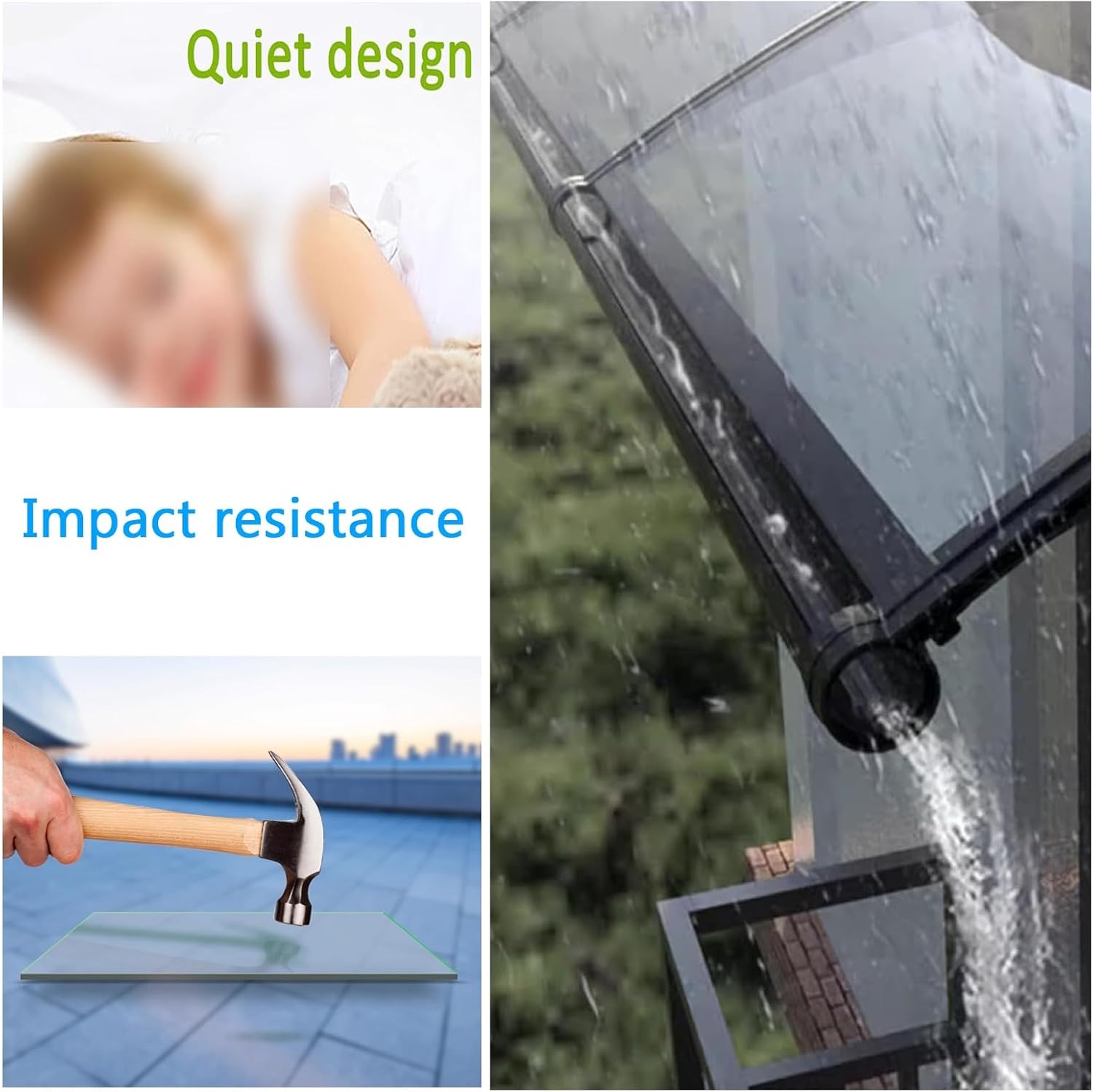 QWEASDF Vordach für Haustür Überdachung, überdachung，Pultbogenvordach mit UV-Schutz，markise für die haustür, Haustürdach aus Polycarbonat ，Regenschutz ，Waschbecken-Design (Size : 80x250cm/32x98in)