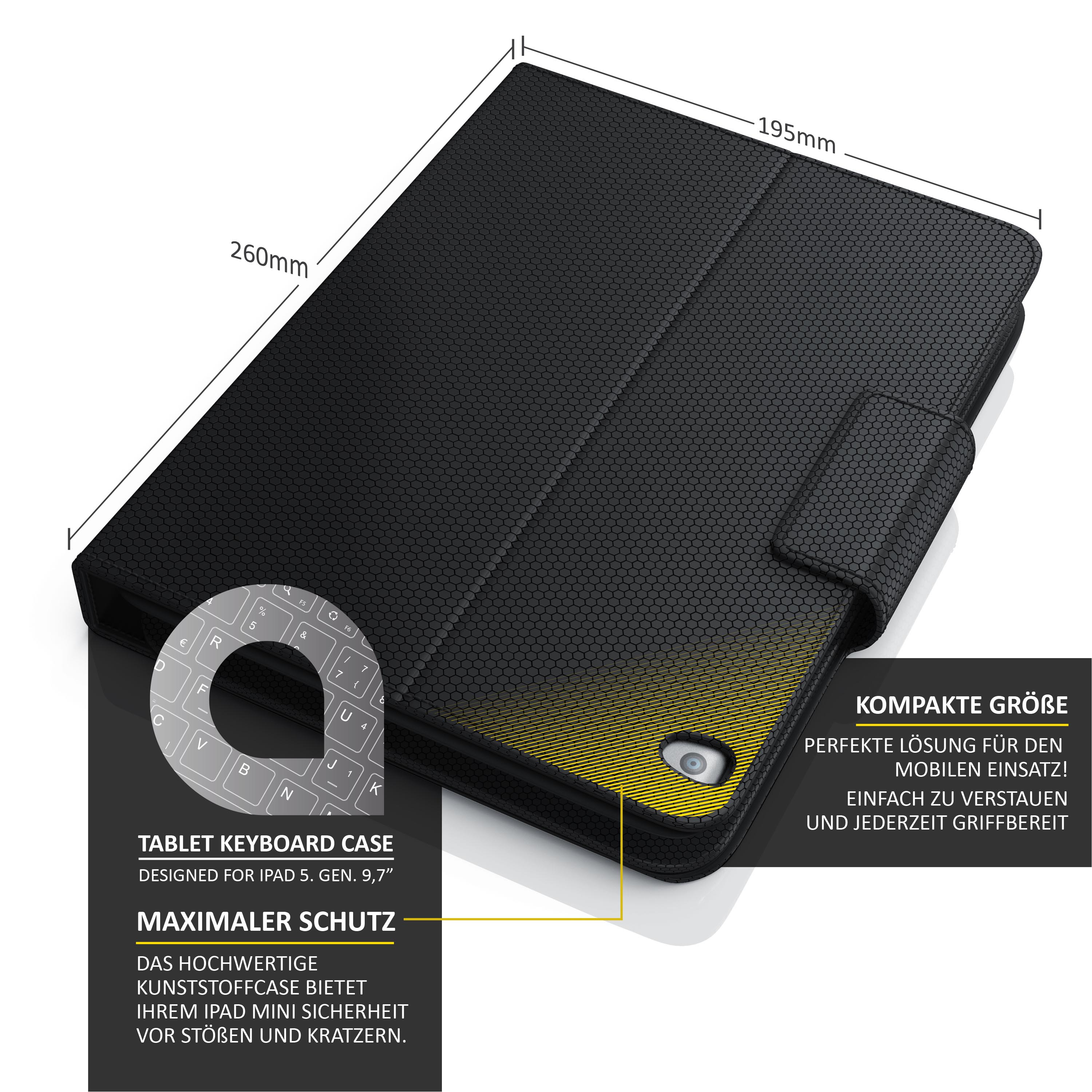 Aplic Tablet Bluetooth Tastatur mit Kunststoffcase für Apple iPad 9.7 Funktionstasten / QWERTZ
