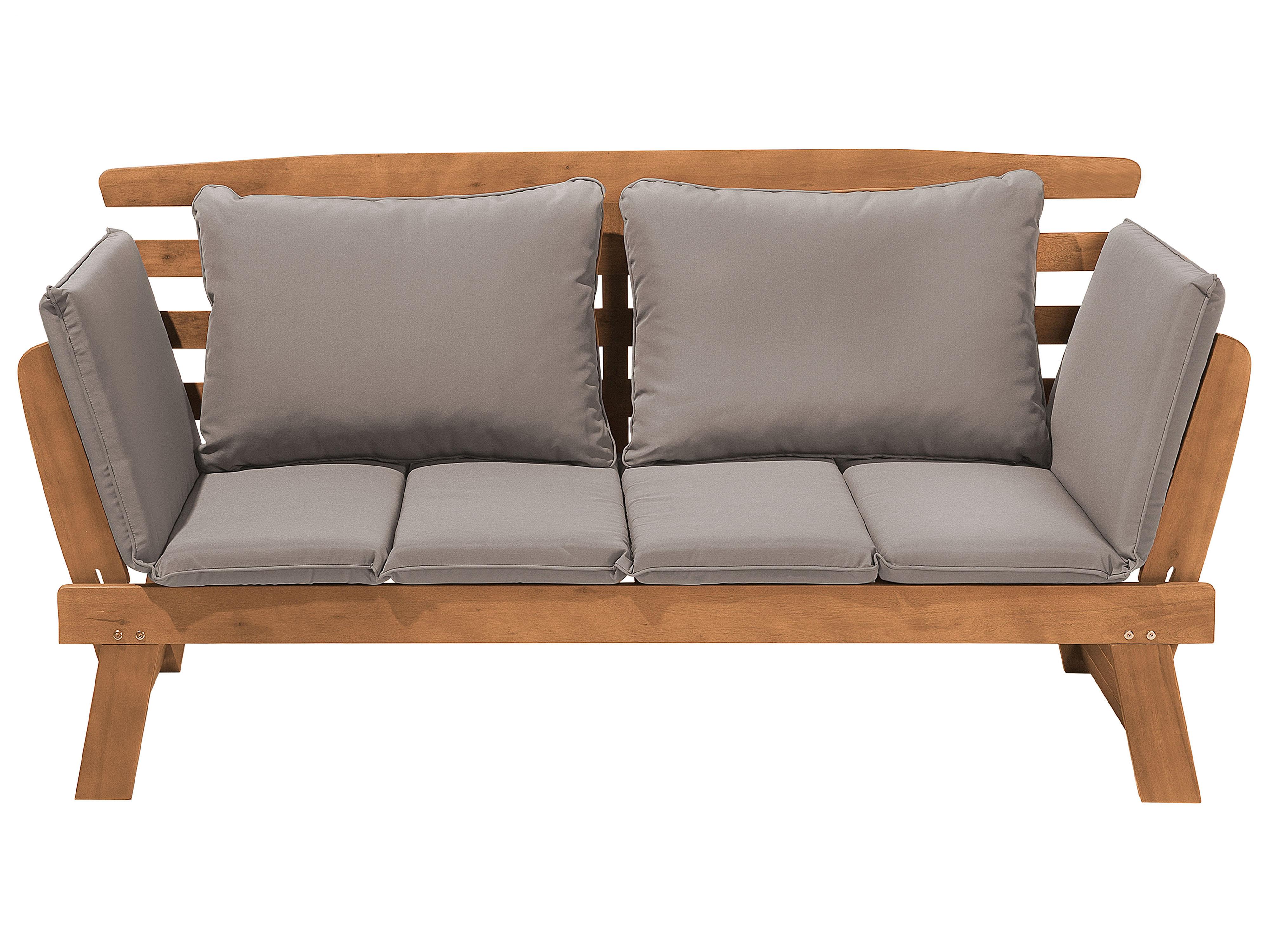 Tuinbank met zitkussen PORTICI 210 cm Eucalyptushout Lichtbruin/taupe