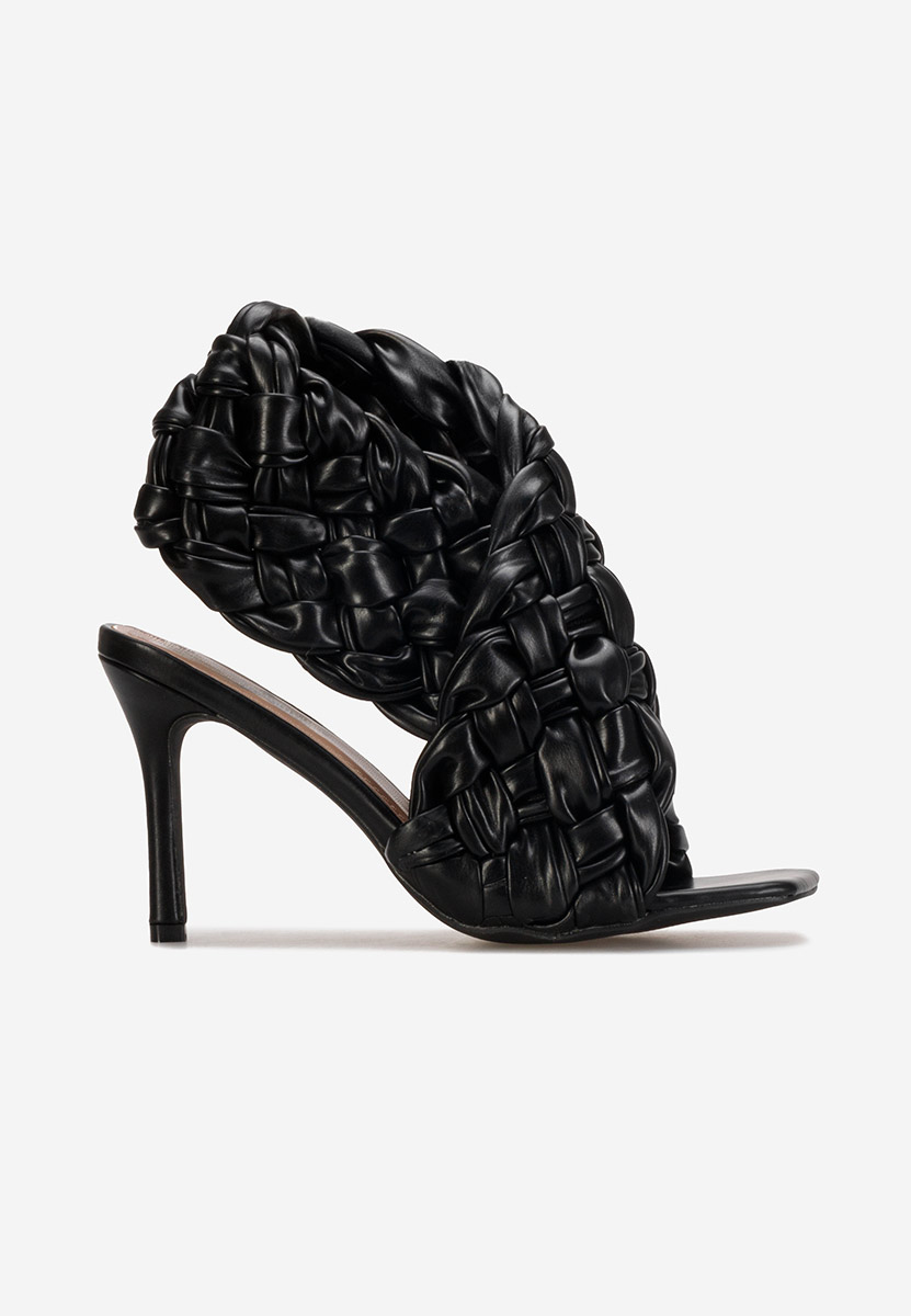 Sandales à talon fin noires Hungueria