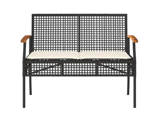 VIDAXL - Banc de jardin avec coussin noir résine tressée et acacia