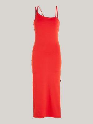 Vestido midi justo com várias alças