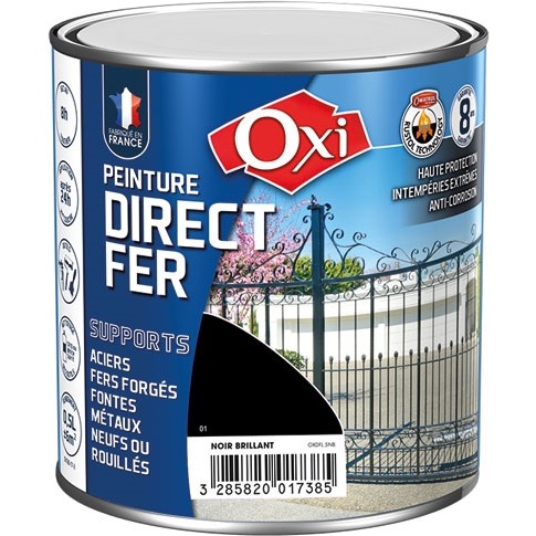 Peinture 0,5 L Brillante Direct Fer - Noir RAL 9005