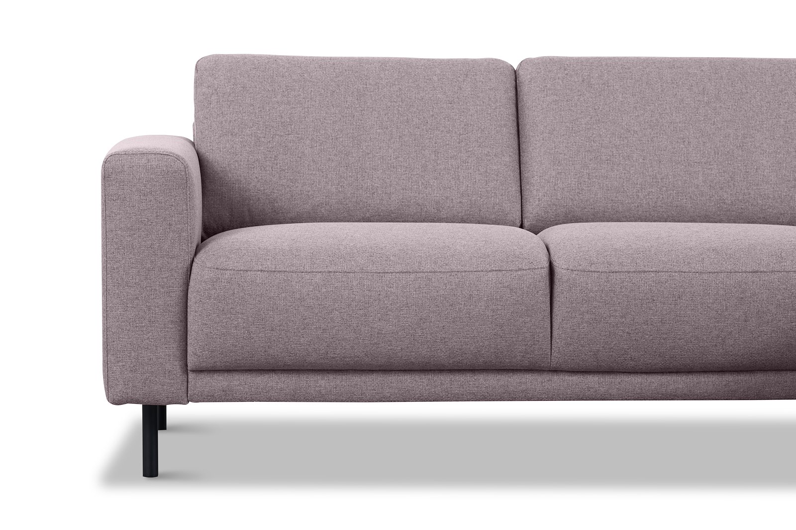 Portland hjørnesofa 2-seter med åpen ende høyre. Tekstil Herby 60 Mole med sorte ben