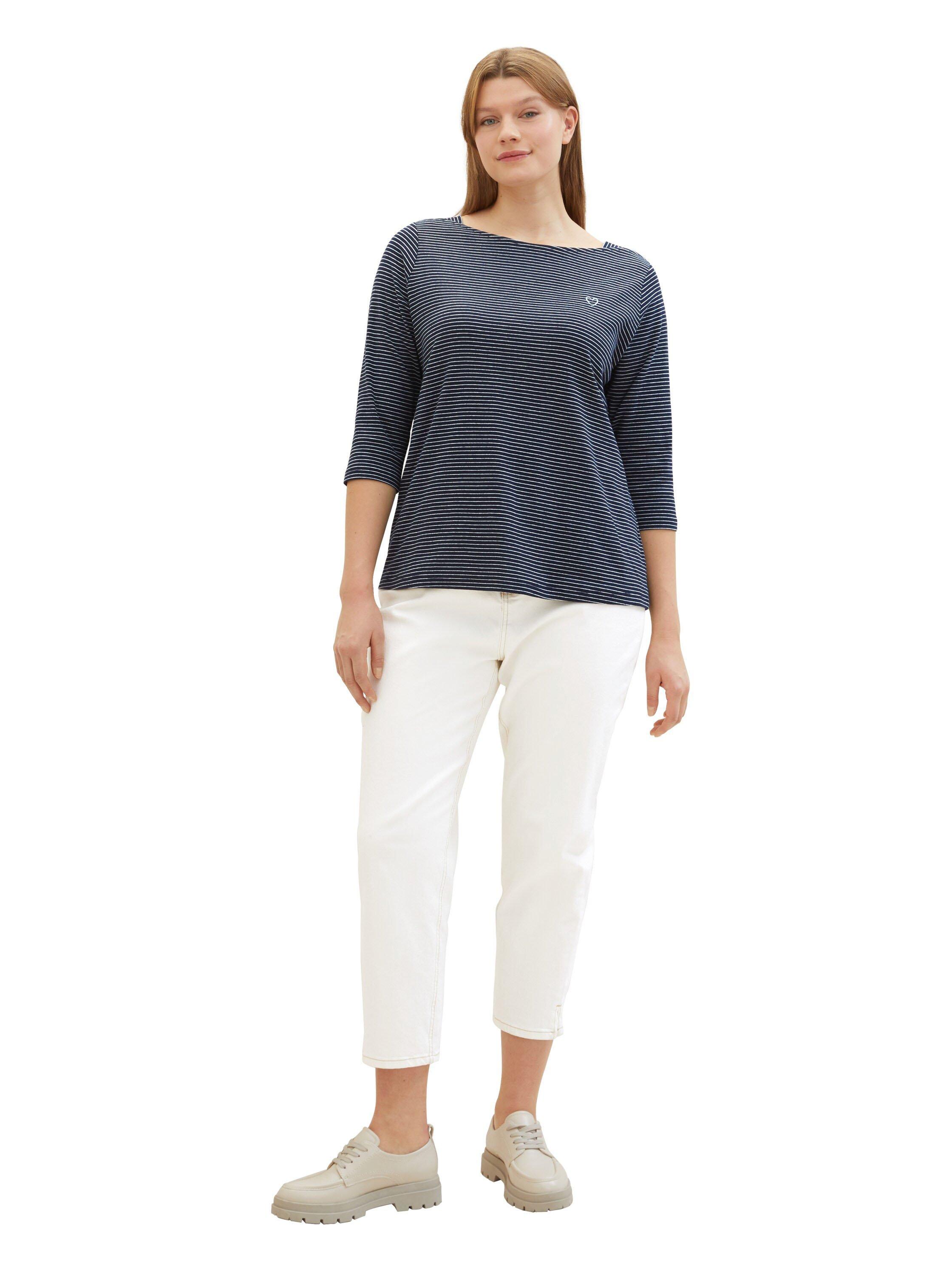 Ringelshirt mit U-Boot-Ausschnitt und 3/4-Arm