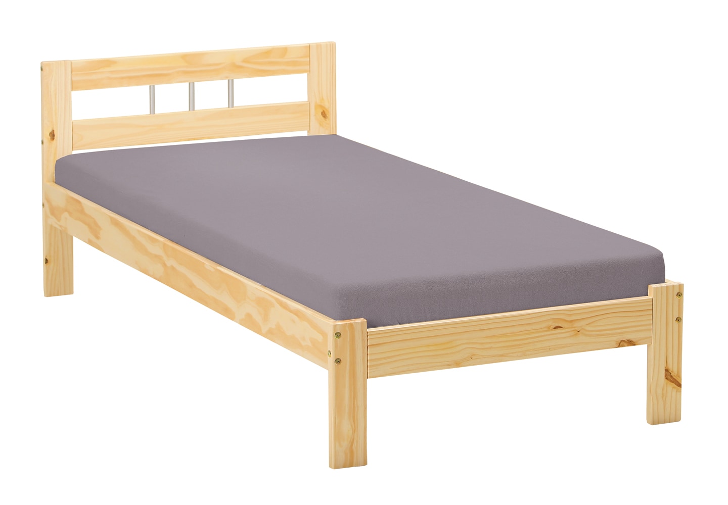 Inter Link Bettgestell Fana 90x200 cm Kiefer Massivholz farblos lackiert