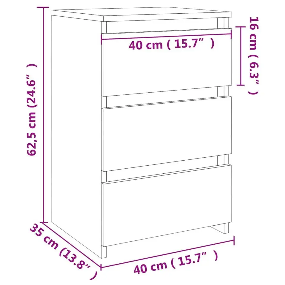 vidaXL - Nachtkastje - Bruin - Bewerkt hout - 2 stuks