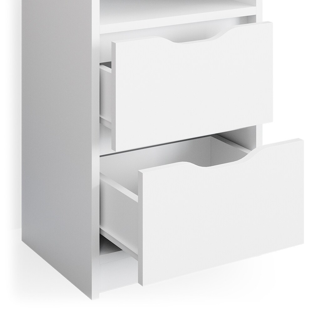 Vicco Nachttisch Ruben weiß Nachtkommode 2 Schubladen für Boxspringbett Kommode