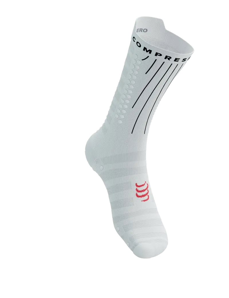 Compressport Aero Compressiesokken Wit/Fluo Rood
