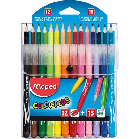 Maped Kombipack COLOR’PEPS Jungle, 12 Filzstifte und 15 Buntstifte