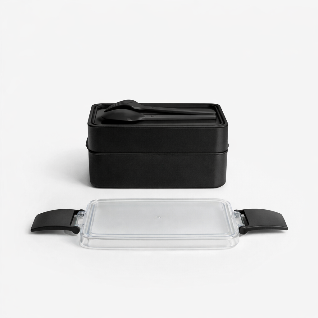 HEM 2-laags lunchbox met bestek - Black