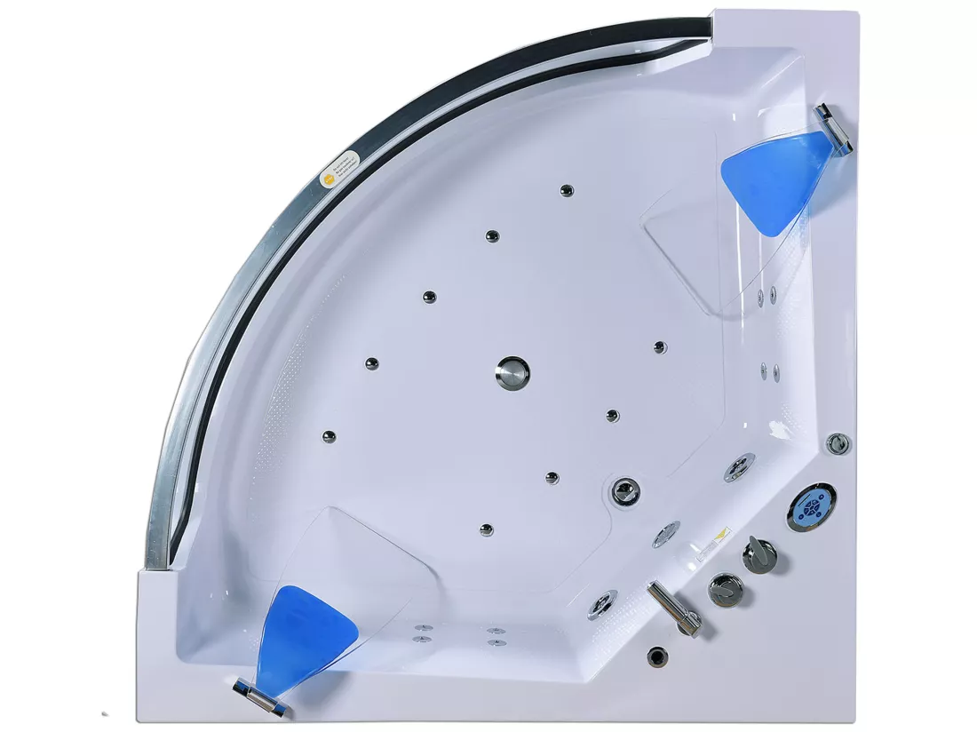 Baignoire hydromassage blanc pompe double 152 X 152 cm 19 jets – Calliope