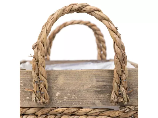 Panier en bois et corde avec poignées marron 29x19x14h