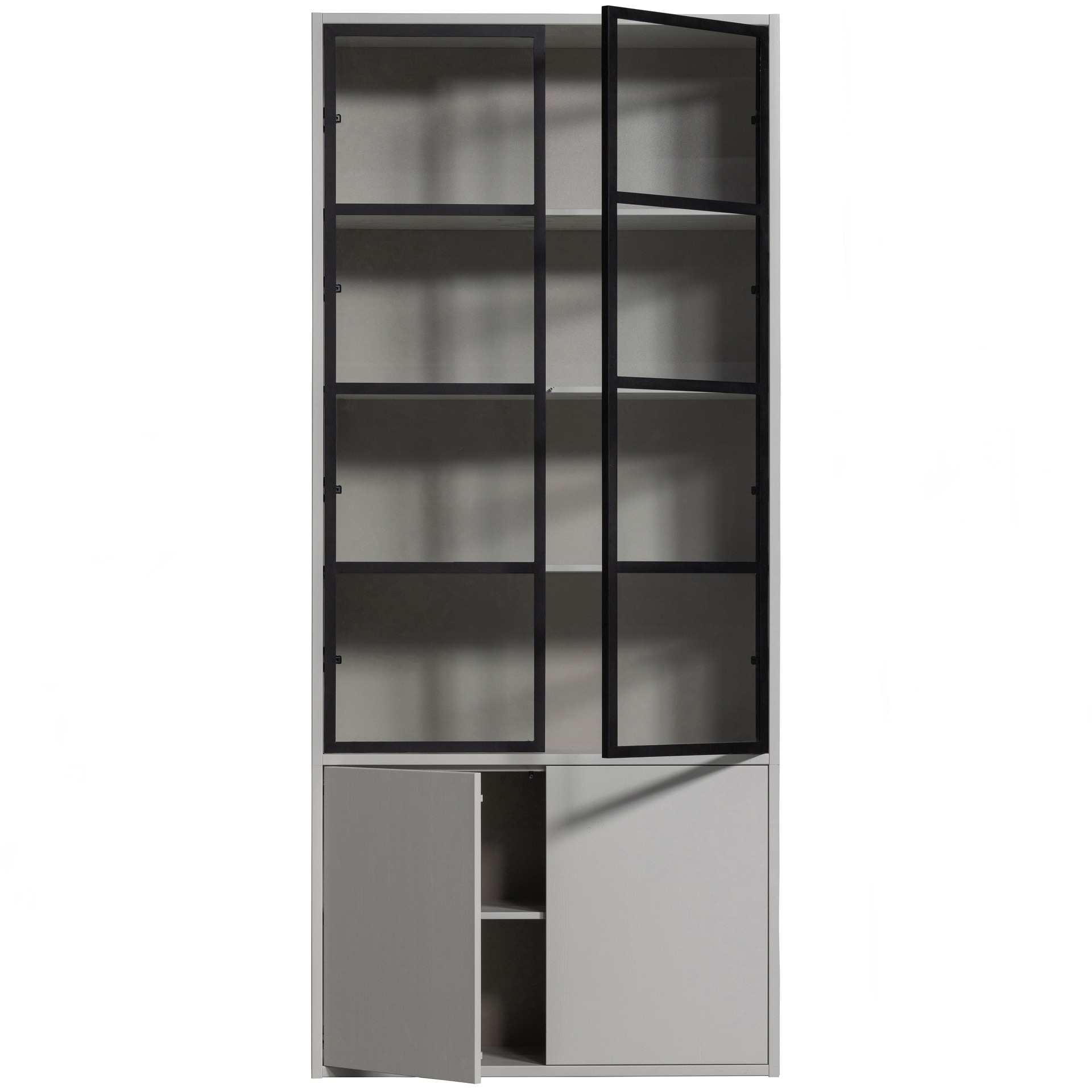 Vitrine BASIC 101 x 230 cm nebelgrau/schwarz