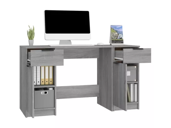 Bureau avec armoire latérale Sonoma gris Bois d'ingénierie