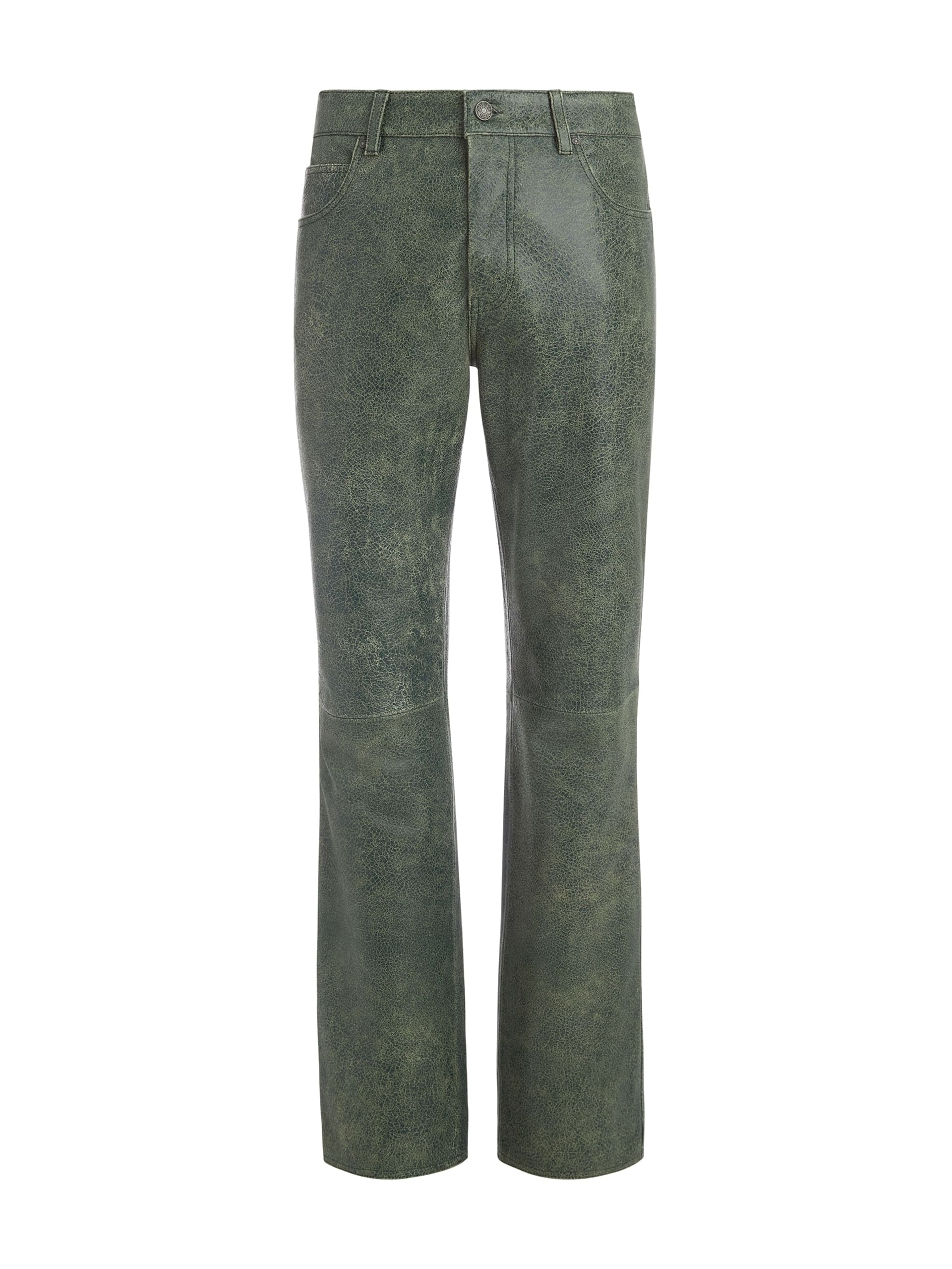 calça de couro craquelado