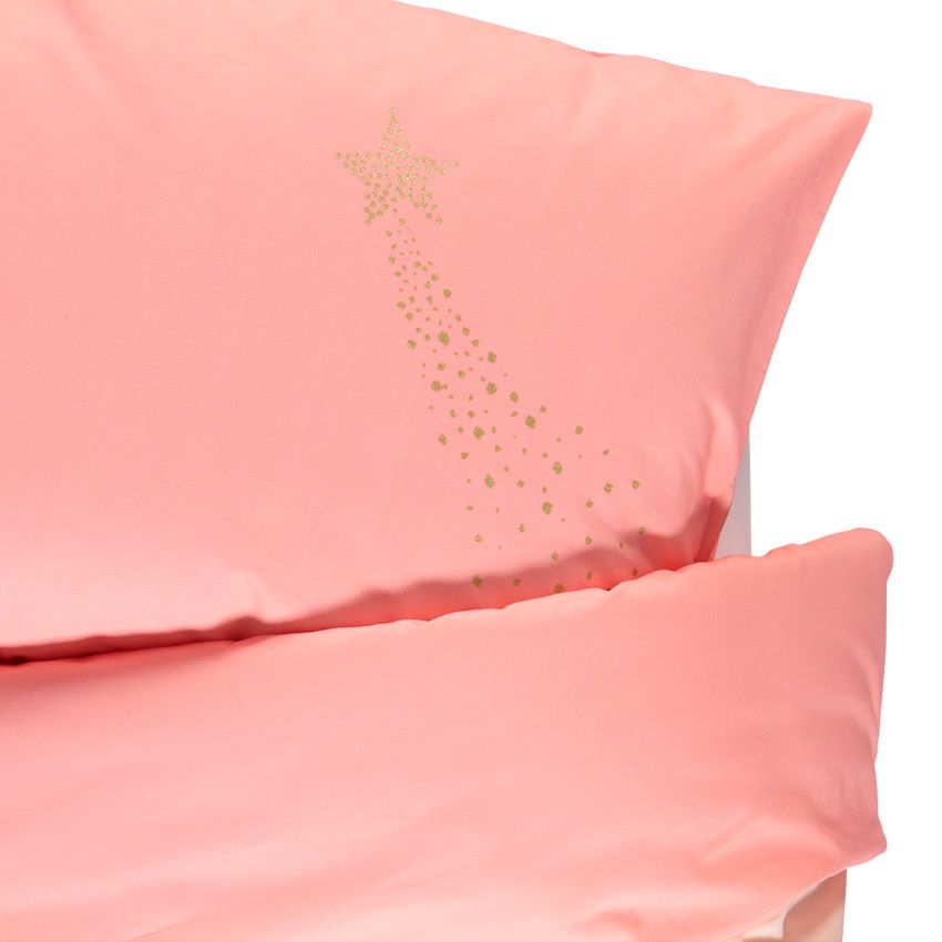 Parure de lit avec housse de couette et taie d'oreiller Magic bird - Rose