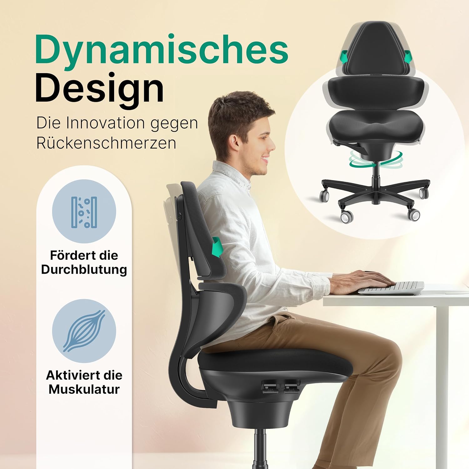 CoreChair Elite (Formstrick) Bürostuhl | Ergonomischer Bürostuhl mit bis zu 150kg Belastbarkeit. Orthopädischer Schreibtischstuhl mit 360° Beweglichkeit, Beckenstütze & Rückenlehne. (schwarz)