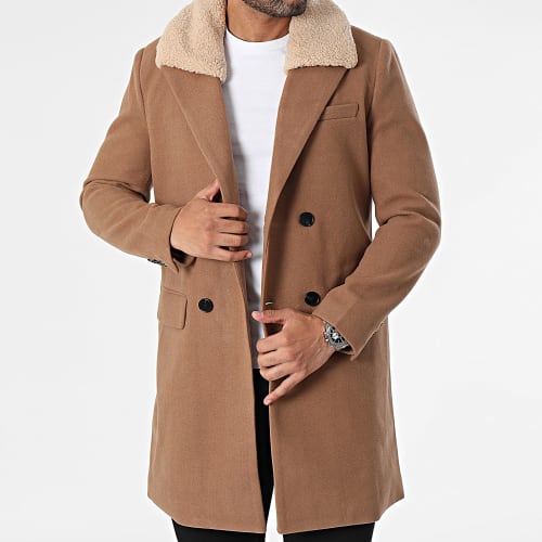 Manteau Col Mouton Camel Clair