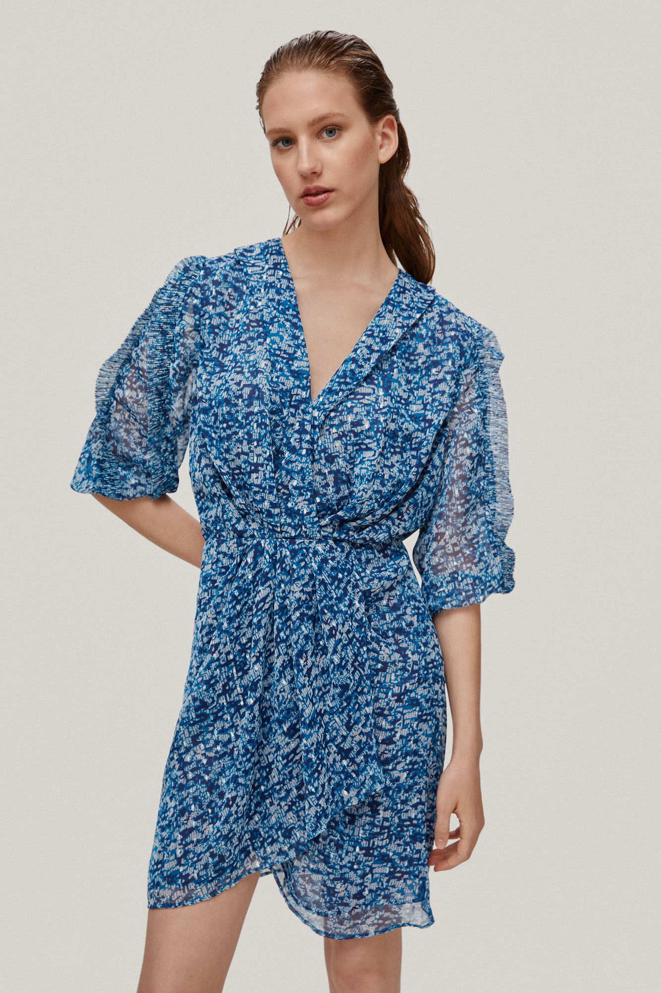 Vestido com estampa Lurex - Turquesa