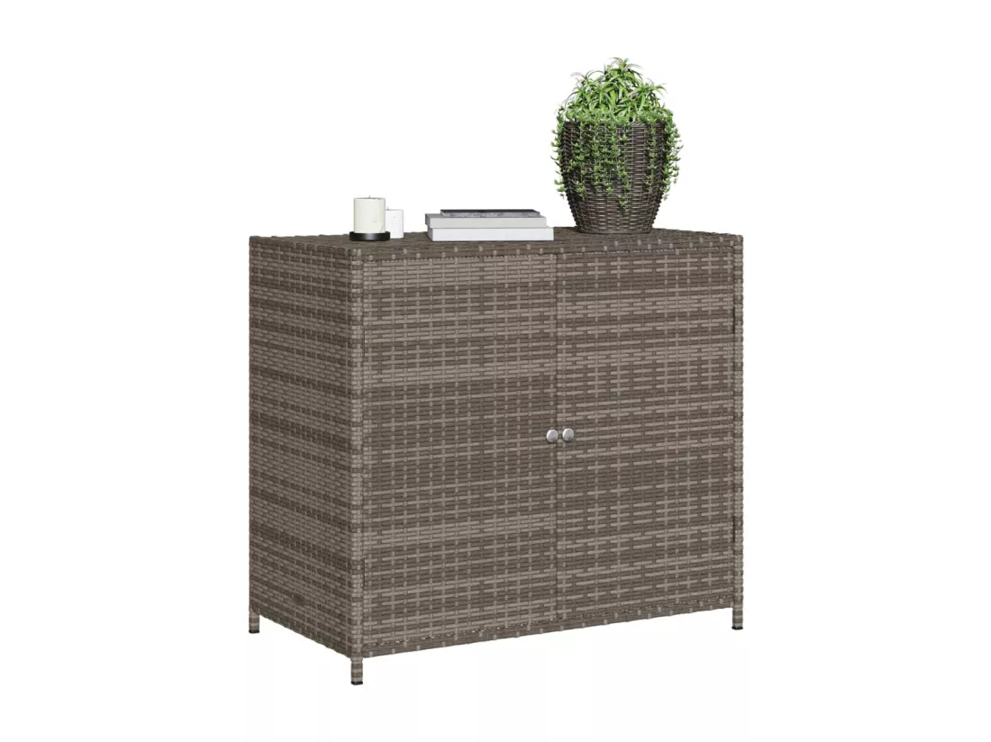 Armoire de rangement de jardin gris 83x45x76 cm résine tressée