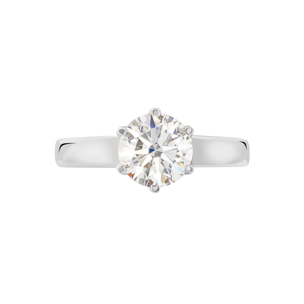 Bague Solitaire Natalia Or Blanc Diamant Synthetique