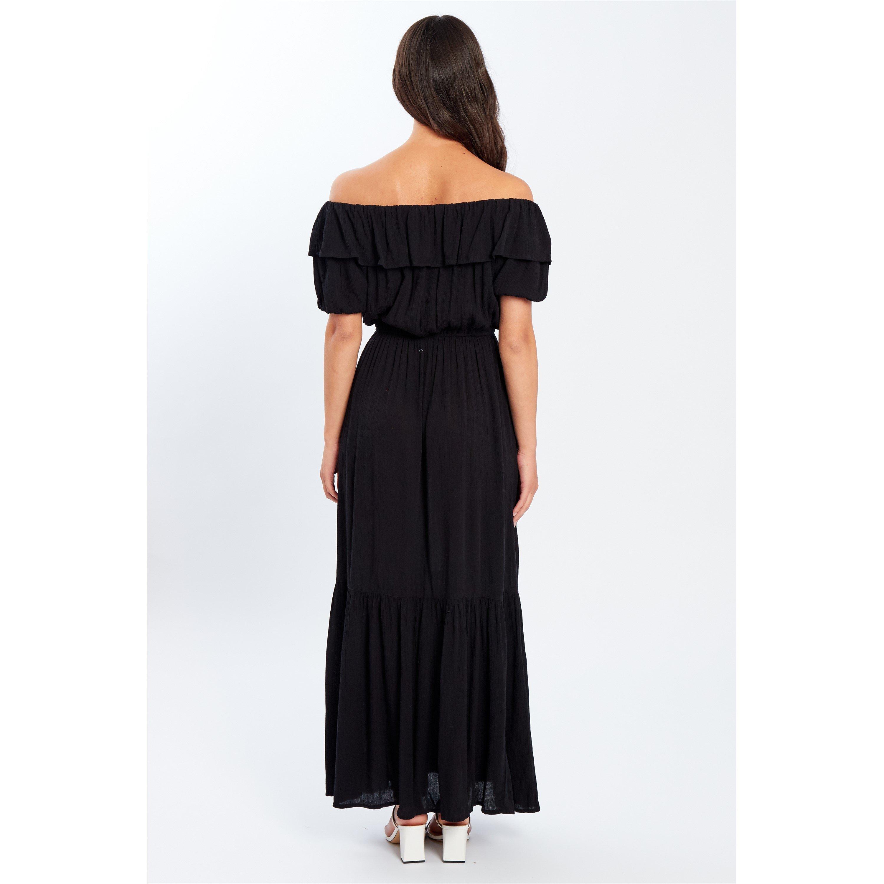 Be You Bardot Bardot Crinkle Maxi Dress