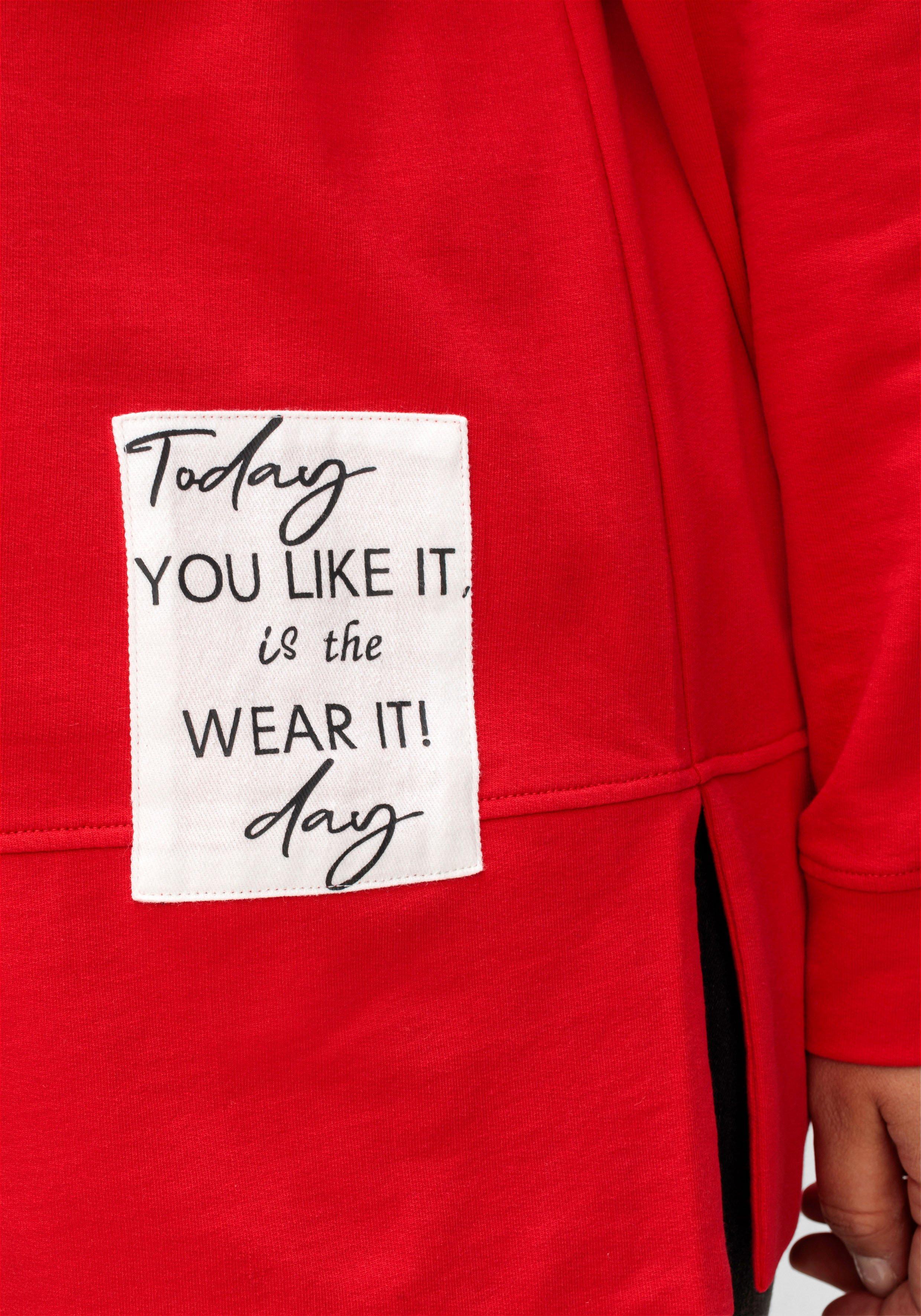 Sweatshirt mit Stehkragen und Applikation seitlich
