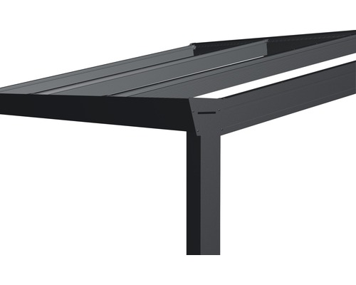 Expert terrasoverkapping met helder polycarbonaat, 300 x 250 cm, antraciet structuur