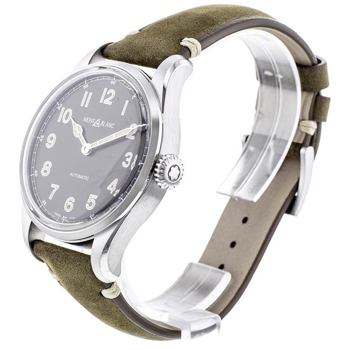 Montre d'occasion Montblanc 1858 homme automatique acier bracelet cuir