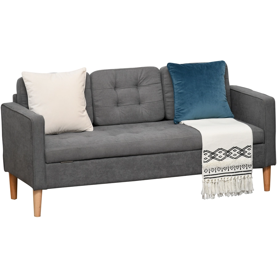 HOMCOM 3-Sitzer-Sofa mit abnehmbaren Kissen grau
