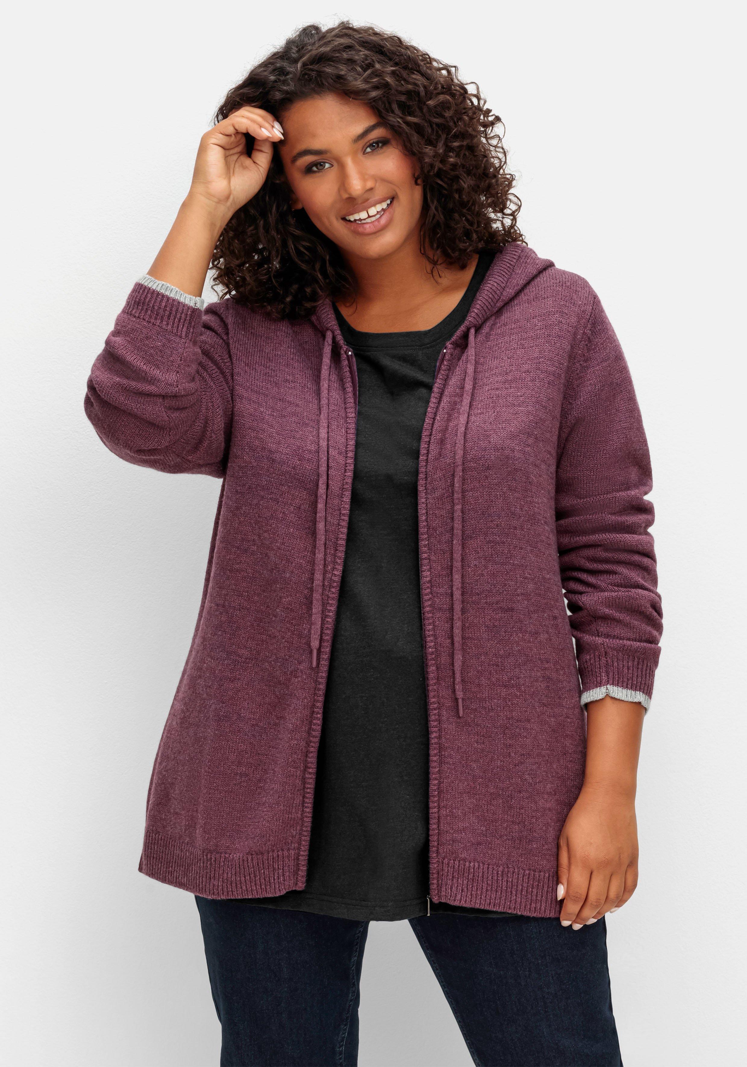 Kapuzenstrickjacke mit Reißverschluss, mit Kaschmiranteil