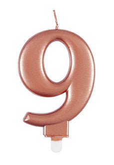 9 Jaar Kaars Rose Goud 10cm