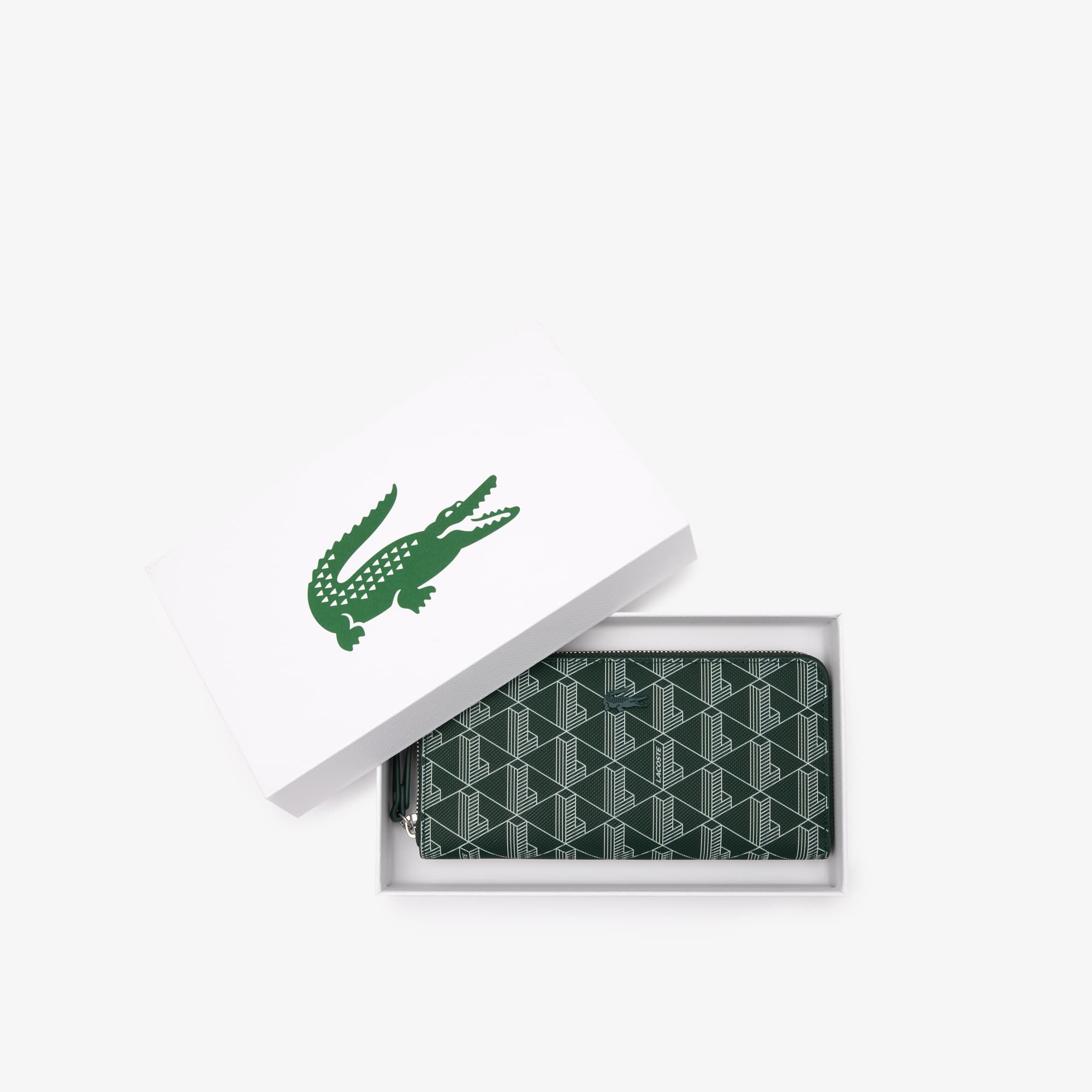 Portefeuille zippé femme Lacoste imprimé monogramme Portefeuilles & Petite Maroquinerie - Vert - Lacoste - Femme
