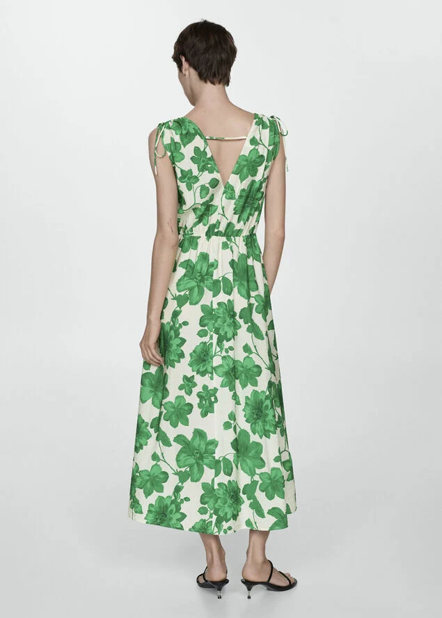MANGO Printed long dress Green