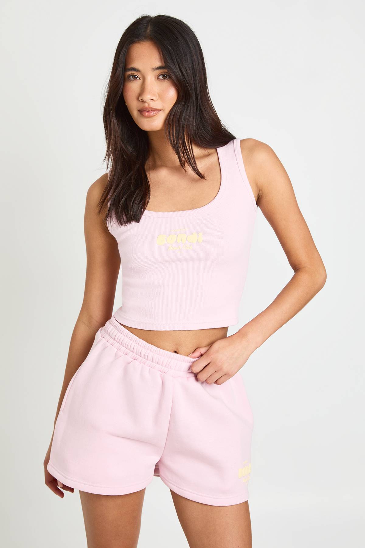 boohoo Ensemble Haut Côtelé Imprimé Et Short Molletonné Bondi