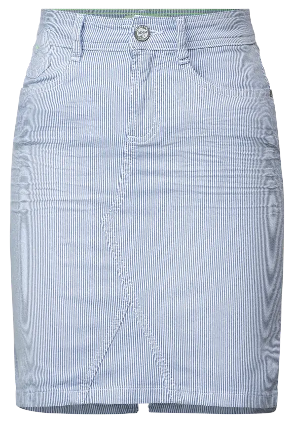 Gestreifter Jeansrock - light blue striped washed