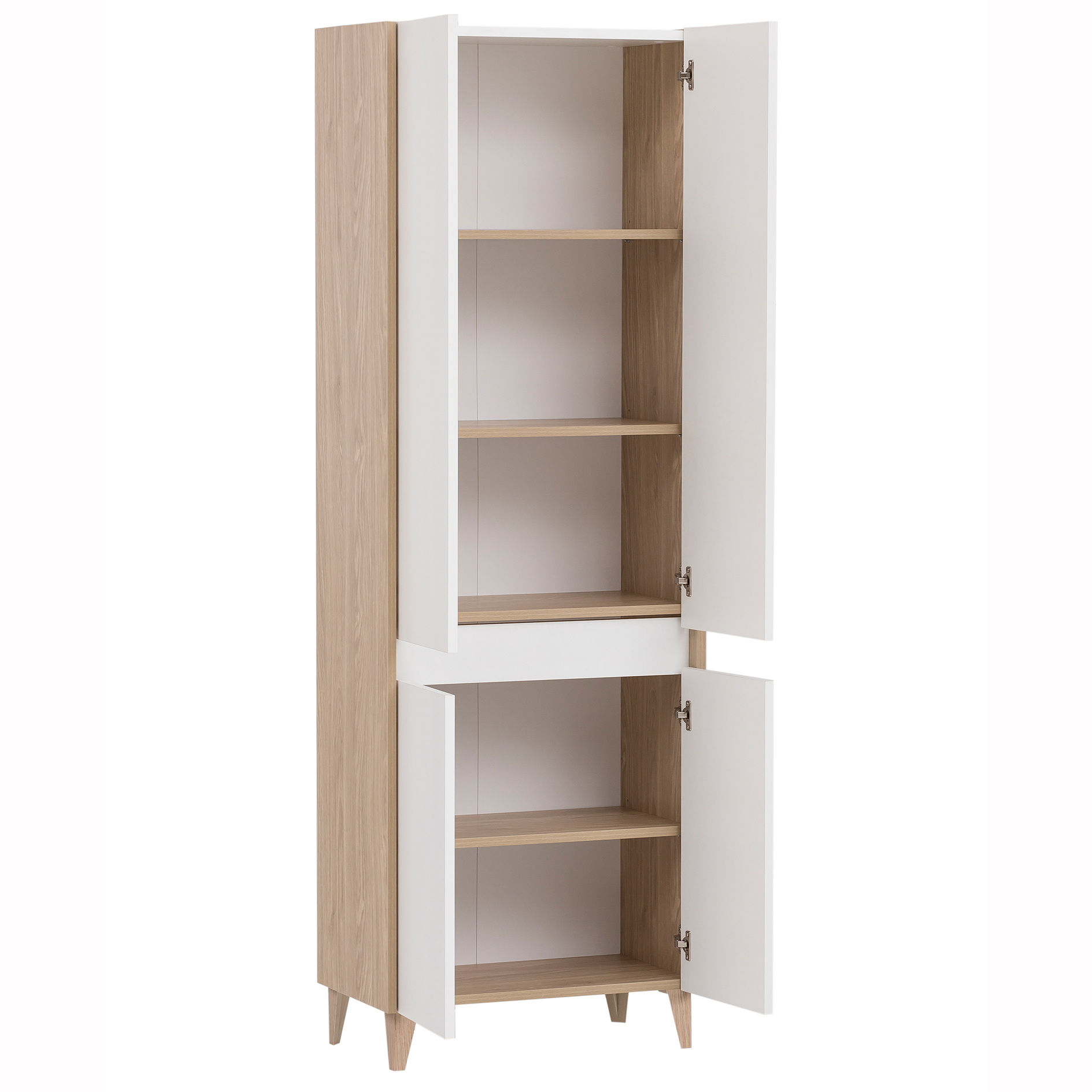 Hochschrank - perlweiß - Eiche hell - 56,9 cm