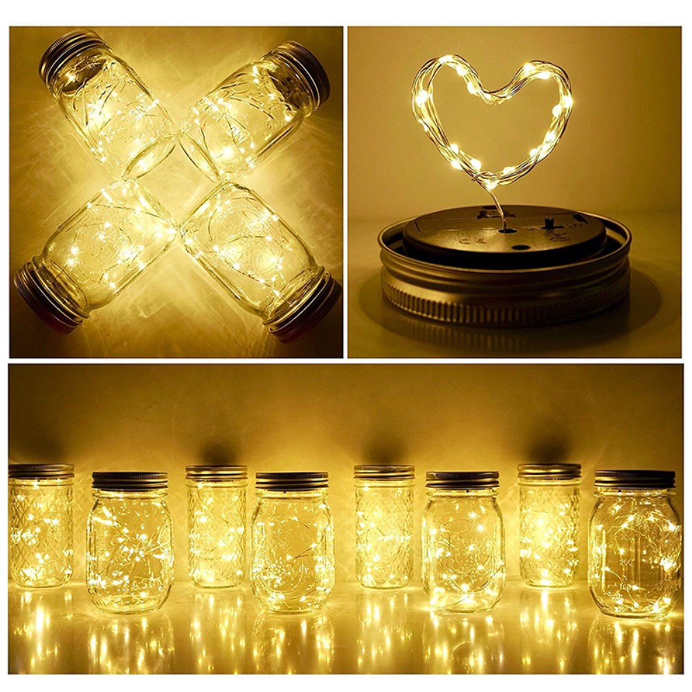 (6er Set) 20 LED's Solar Flaschenlicht Deckel Outdoor Laternen Verschluss mit Lichterkette - Warmweiss