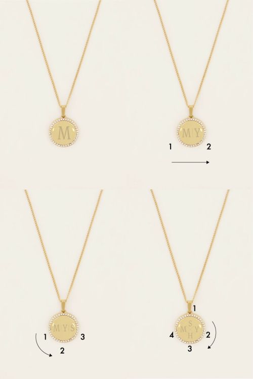 Atelier lange ketting met ronde strass bedel