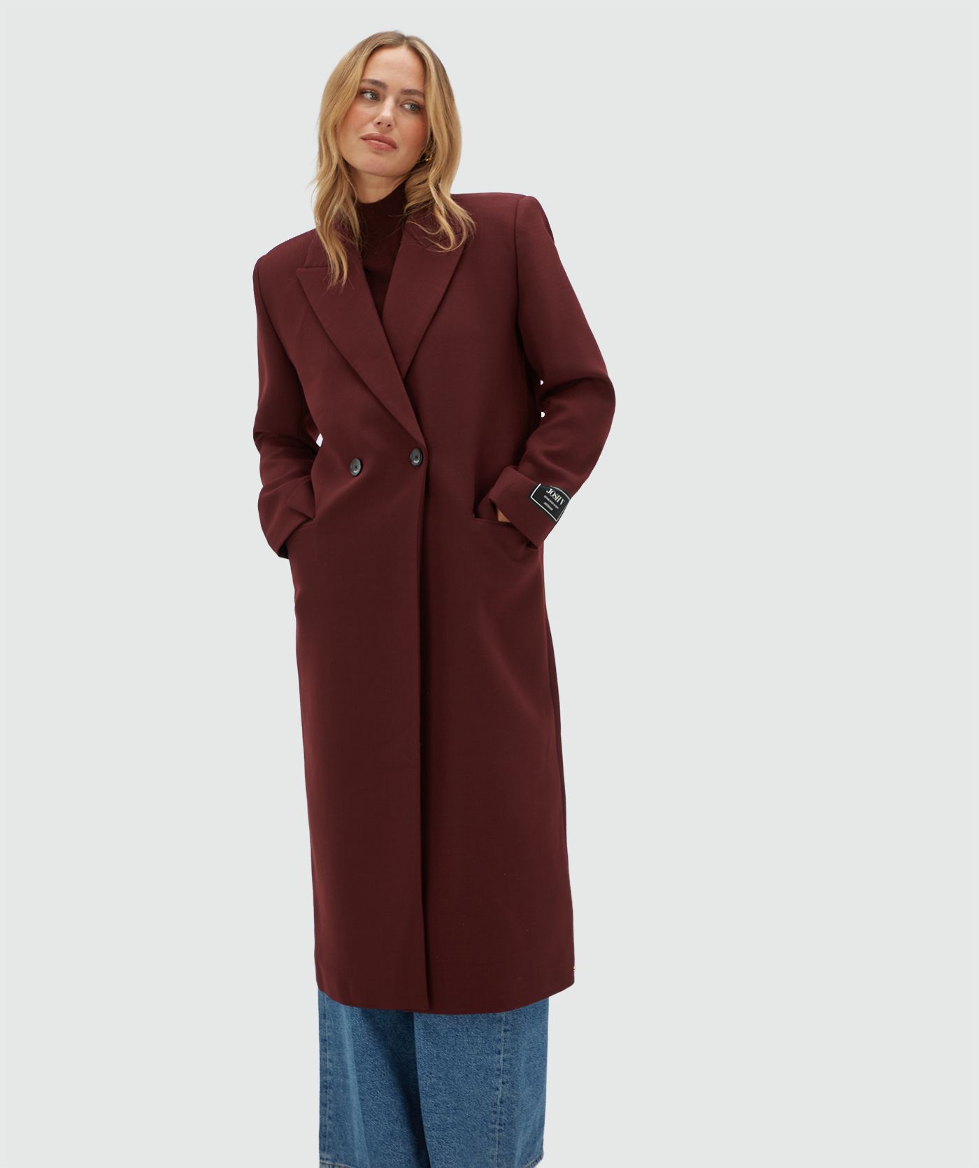 JV-ATHENA oversized mantel met wol - burgundy