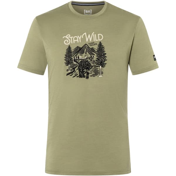 T-shirt randonnée SUPER.NATURAL M BETTER A FISH THAN ME TEE ALOE/BLACK INK/SEMOLINA