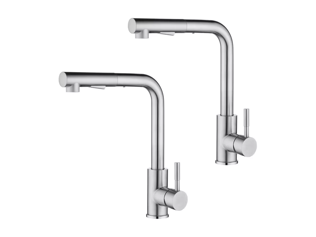 2PCS Cecipa max Mitigeur Cuisine avec Douchette Extractible Robinet Cuisine avec 2 Mode Jets Robinetterie en Acier Brossé Haute Qualité,EU Modèle