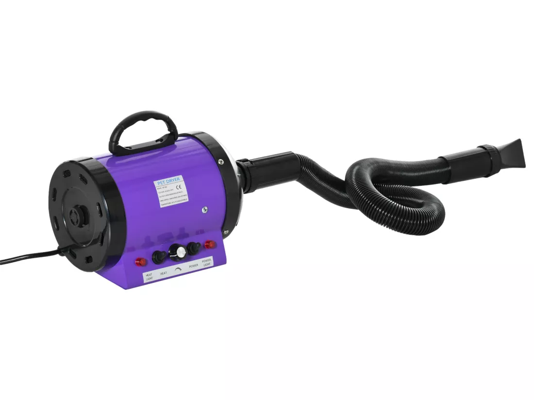 Séchoir sèche-poils toilettage professionnel pour chien chat animaux 2800 W température + vitesse réglable rose fuchsia noir